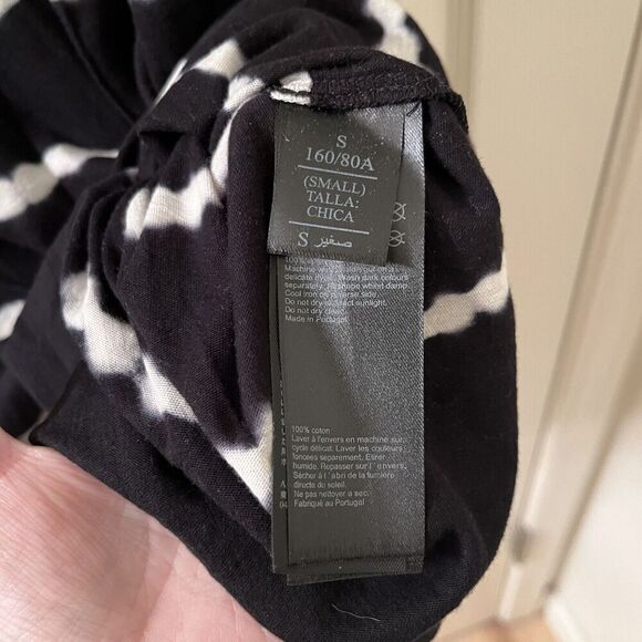 AllSaints Tystripe Cori Tee Black & White Stripe Tie-Dye Oversized T-Shirt XS/S - Picture 7 of 12